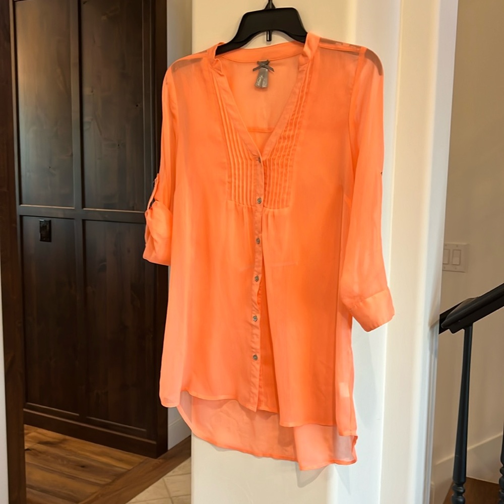 Neon Orange Peach Top Size Large